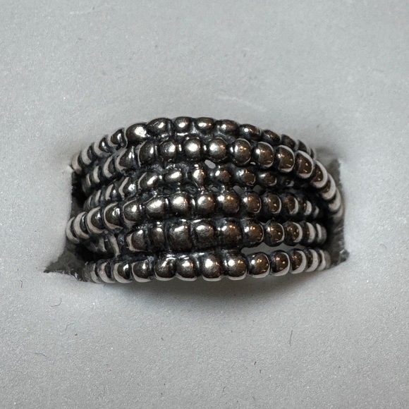 Silver Beaded Ring with Gold Accents - Picture 7 of 7